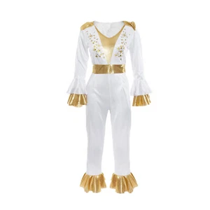 1970'S DANCING DISCO QUEEN COSTUME FANCY DRESS JUMPSUIT SET DANCING WOMENS 70's - Picture 1 of 7