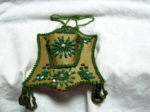 Antique Native American Iroquois Silk Beaded Hanging Pocket Match Watch Holder   - Picture 1 of 9
