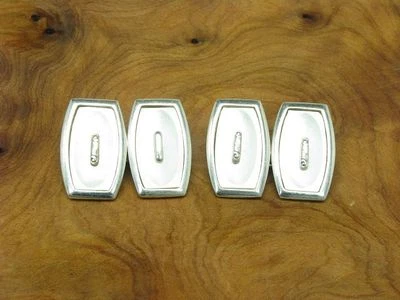 830 Silber Manschettenknöpfe mit Perlmutt Besatz / Echtsilber / 6,6g - Bild 1 von 3