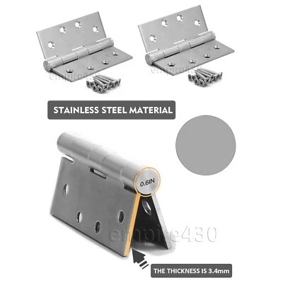 2 pieces 3 pieces 304 Stainless Steel Heavy Duty Door Hinges 4"x4" x2.5mm - Image 1 of 4
