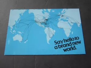 Antigua postal vintage de la aerolínea PAN AM - Di hola al nuevo mundo - Mapa de ruta - Imagen 1 de 2