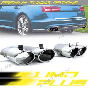 S6 Style Chrome Exhaust Muffler Tips for Audi A6 S-line Sline 2016-2018 - Picture 1 of 12