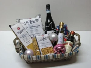 kleiner Präsentkorb leer Geschenkekorb Brotkorb grau gebeizt mit Textilfutter - Bild 1 von 2