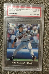 MIKE MUSSINA 1991 Fleer Ultra Update RC #U-4 Graded PSA 9 Mint Baltimore Orioles
