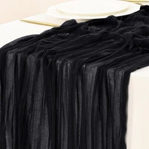 3pcs Black Cheesecloth Table Runner 120 inch Spirng Easter Cheese Cloth Runne... - Picture 1 of 6