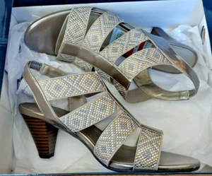 Karen Scott Nicolle Fabric Open Toe Sandals Studded Pewter Women's Size 7.5M-NEW - Picture 1 of 14