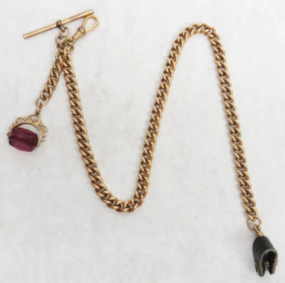 OUTSTANDING 1890's GOLD FILLED 14" POCKET WATCH CHAIN WITH FOB - Image 1 of 4