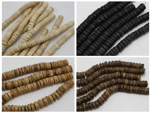 2 Strands of 16" Natural Natural Coconut Rondelle Beads 8mm Various Colour - Picture 1 of 16