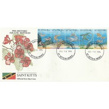 ST KITTS 1994 FAUNA PREISTORICA 5 VAL STRISCIA SU 1 BUSTA FDC MF71227