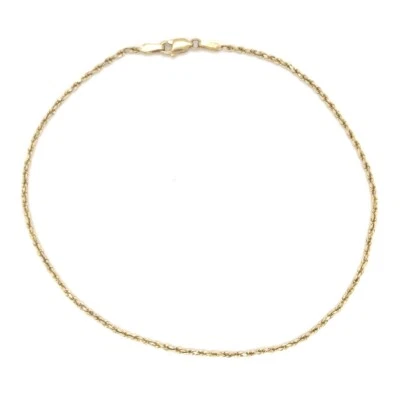 CUERDA CORTE DIAMANTE TOBILLERA 1,6 MM ORO AMARILLO 14K 10” LARGO Pulsera Cadena Foto 1 de 4