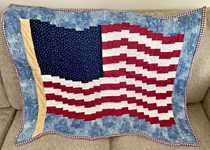 Amerikanische Flagge Stil Schoßdecke/Wandbehang Top Zustand - Bild 1 von 4