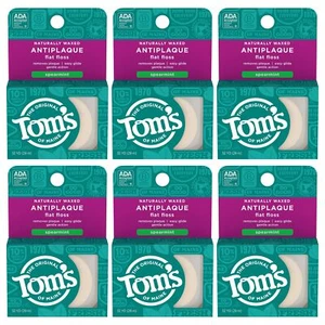 tTom's of Maine Naturally Waxed Antiplaque Flat Dental Floss, Spearmint, 32 Y... - Picture 1 of 7