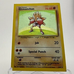 Hitmonchan 7/102 Holo Rare Unlimited Square Cut Error Base Set 1999 - Picture 1 of 12