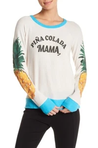 Chaser Pina Cola Knit Sweater Graphic Design Soft Crew Neck Long Sleeve Sz M - Picture 1 of 7