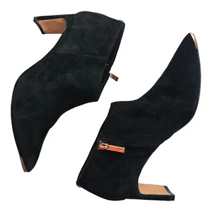 Ted Baker schwarze Wildleder-Stiefel spitz zulaufend mit Schleife & seitlichem Reißverschluss Größe 41,5 Damen - Bild 1 von 13