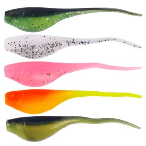 100 Stück Set Soft Angelköder 5cm Köder Gummi Fisch Wurm Swimbait Schwanz Barsch Hecht - Bild 1 von 13