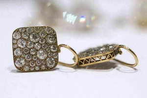3.10 Ct Round Simulated Diamond Drop/Dangle Earrings Women's Yellow Gold plated - Picture 1 of 2