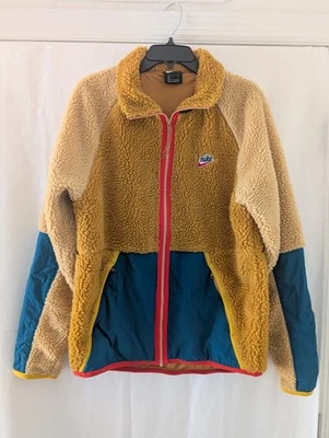 Nike Jacket Heritage Sherpa Fleece Full Zip Sweater M Winter Sportswear Yellow - Image 1 of 4