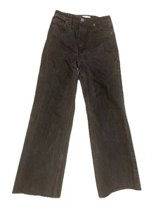 Pantalones de mezclilla negros con dobladillo desgastado pierna ancha cintura alta talla 6 de Zara para mujer - Imagen 1 de 8