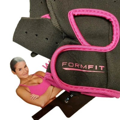 FormFit - Women's Workout Fitness Gloves - L - Black & Pink - Image 1 of 4
