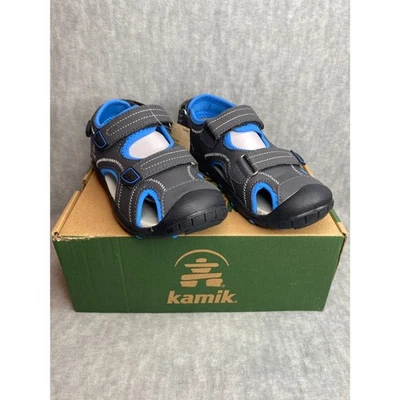 Kamik Meninos Crianças Tamanho 3 Sandálias Seaturtle 2 Biqueira Fechada Azul Cinza Impermeável Juventude - Imagem 1 de 4