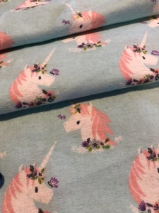 Sky Blue Unicorn Flannel Fabric - BTY - Camelot Fabric - Picture 1 of 8