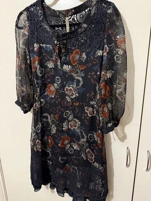 Pepe Jeans London Womens Floral Lace & Sheer Dress Size S - Image 1 of 4