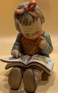 Vecchia statuina vintage Hummel 14/B Bookworm Girl libro shaker made in Germany - Foto 1 di 6