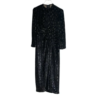 Whimsigoth Bob Mackie Evening Dress Black Velvet Burnout Shimmer Vintage 80s - Image 1 of 4