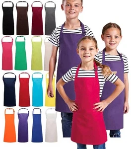 Kinder Mädchen Jungen Schürze Premier Kinder Schlicht Polybaumwolle IN 16 Farben - Bild 1 von 17