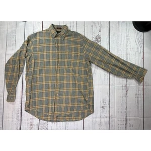 Vintage Orvis Shirt Mens Size M Button Up Green Plaid Cotton Rugged Preppy - Picture 1 of 6