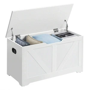 Storage Ottoman Chest Toy Box Bedding Blanket Box Large Wooden Stool Bench - Picture 1 of 27