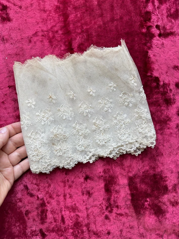 180 Cm Broderie Sur Tulle Dentelle Ancienne  - Photo 1/4