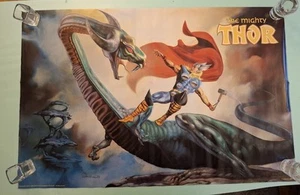 Vintage Mighty Thor Vs Dragon Poster Marvel press 1989 80s Dorian 22x34 - Picture 1 of 1
