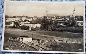 65320 Postcard Jauer 1934 Blick auf Stadt mit Kirche und Gebäuden Schlesien - Bild 1 von 2