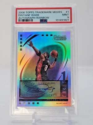 DWYANE WADE 2006-07 TOPPS TRADEMARK MOVES RAINBOW HEAT AUTO /19 PSA 9 Q4364 - Image 1 of 2