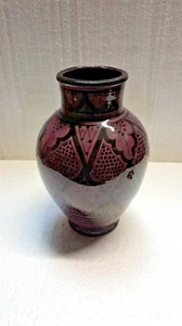 Moroccan Safi Pottery - Large Hand Decorated Purple Vase Free Delivery - Picture 1 of 1