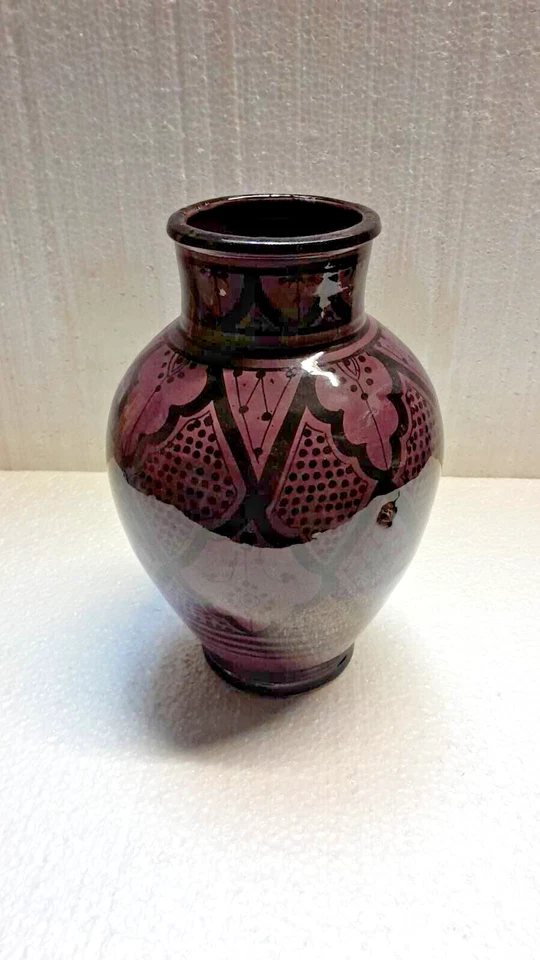 Moroccan Safi Pottery - Small Hand Decorated Purple Vase Free Delivery - Image 1 of 1