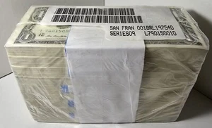 BEP Brick 2009 $1 San Francisco (L) $1000 Uncirculated 1 Dollar Bills - Picture 1 of 8