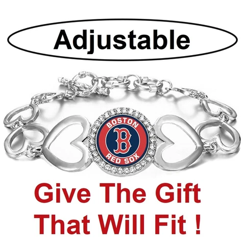 Boston Red Sox Women's Silver Adjustable Heart Bracelet w Gift Pkg D27-Rd Cover