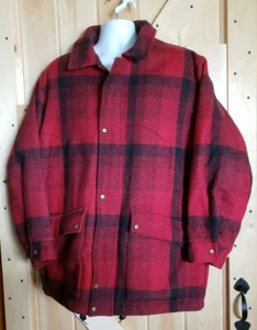Vintage Pendleton Highgrade Western Wear Red/Blk Plaid Jacket Hunting Coat Large - Picture 1 of 6