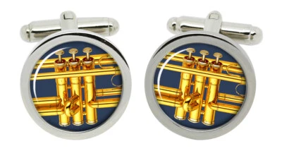 Trompete Manschettenknöpfe IN Chrom Kiste - Bild 1 von 4