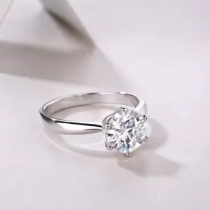 New Sz 6 Moissanite Solitaire 18k Gold Plated 925 Sterling Ring GRA Round 1 Ct - Picture 1 of 13