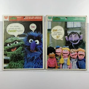 Lot 2 Sesame Street 1977 Puzzles - Count Children & Oscar Grouch Herry Monster - Picture 1 of 6
