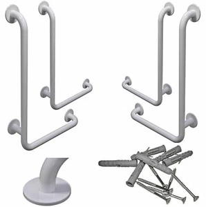 Winkelgriffe für Dusche Badewanne Aufstehhilfe mit Abdeckrosetten Haltegriffe - Bild 1 von 20