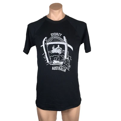 VTG 80s Sydney Australia AUS Motorcycles Vacation Souvenir Black T-Shirt Sz M Foto 1 de 4