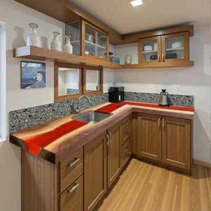 Handmade Red Epoxy Kitchen Countertop Island – Custom Wood Furniture - Picture 1 of 14