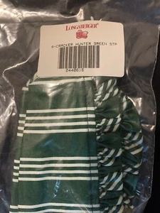 LONGABERGER CRACKER BASKET FABRIC LINER HUNTER GREEN STRIPE #2440616 NEW - Picture 1 of 3
