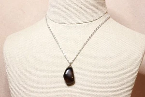 Smokey Quartz stone pendant Germany necklace - Picture 1 of 7