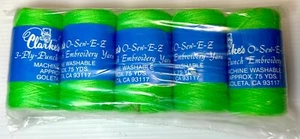 Lote Nuevo de Lote Antiguo Clarke’s O Sew EZ Punzón Bordado 3 Capas Hilo 5 Carretes #603 VERDE NEÓN - Imagen 1 de 3